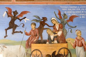 Bulgarie, Monastère de Rila, fresque à l