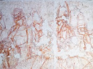Figures de cavaliers, détail du Triomphe de la Mort, par Bonamico Buffalmacco