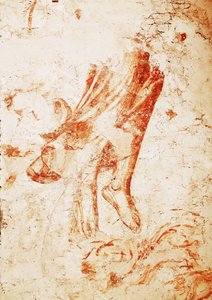 Sinopia représentant un ange de la mort et un évêque ... (fresque)