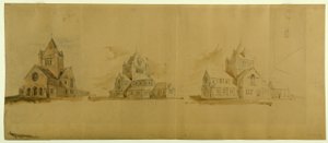 Église Saint-Gabriel, Chicago, Illinois, croquis de perspective, vers 1889 - Burnham and Root