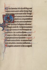 Initial O : Le Christ trônant avec un dragon et un lion à ses pieds