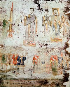Art byzantin : Cérémonie de la bénédiction du cierge pascal en présence de l