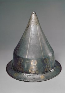 Casque avec le Deesis (acier avec incrustation d