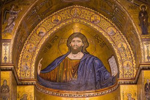 Image de Jésus, Cathédrale Santa Maria Nuova, Monreale, Sicile, Italie, Europe - Byzantine