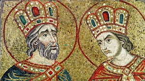 Constantin le Grand (270-337) et Sainte Hélène (mosaïque) - Byzantine School