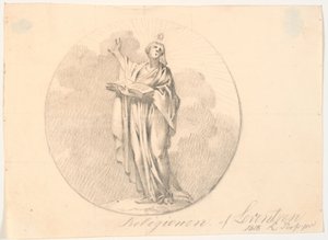 Symbole de la religion. Une femme debout avec un livre - C.A. Lorentzen