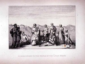 Homère Chantant au Peuple sur la Plage de Chios, gravé par B.Barloccini, 1849