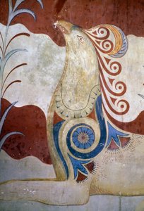 Griffon, fresque dans la salle du Trône, Palais de Knossos, Crète, Grèce, civilisation minoenne