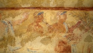 Musiciens, fresque, détail, Tombe des Démons Bleus, Nécropole de Tarquinia (Liste du patrimoine mondial de l