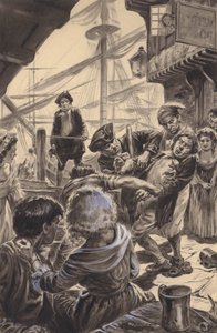Un gang de presse sécurise sa victime (gouache sur papier)