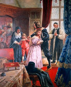 Charles Ier - (1600-49) Le roi martyr faisant ses adieux à ses enfants (gouache sur papier) - C.L. Doughty