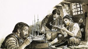 Prisonniers de guerre français des guerres napoléoniennes fabriquant des maquettes de bateaux - C.L. Doughty