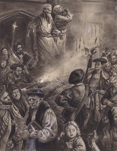 Martyre de Ridley et Latimer (gouache sur papier)