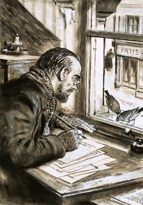 Le guerrier des mots, Emile Zola (gouache sur papier)