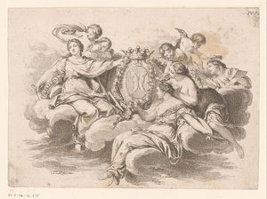Représentation allégorique avec des figures sur un nuage - C.O. Gelirnard
