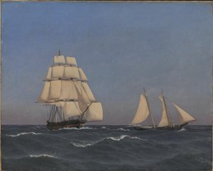 Un corsaire échappant à une frégate poursuivante