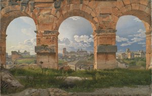 Vue à travers trois arches du troisième étage du Colisée