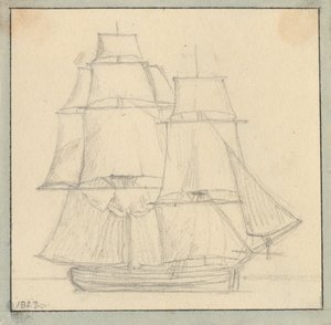 Un brig avec voile de lecture sur le grand mât - Christoffer Wilhelm Eckersberg