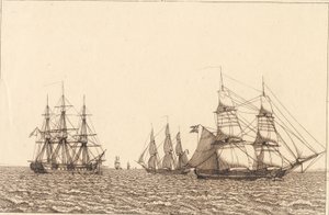 Une frégate au mouillage. Illustration pour "Linearperspectiven", Planche IXb - Christoffer Wilhelm Eckersberg