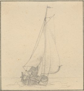 En jagt under sejl set forfra - Christoffer Wilhelm Eckersberg