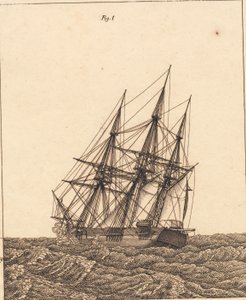 Une corvette en tempête. Illustration pour "Linearperspectiven", Planche X