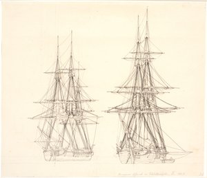 Une corvette et une brigantine à l