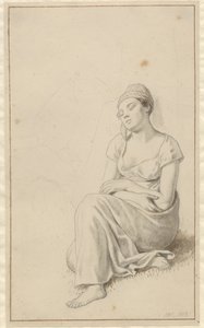 Une femme assise appuyée contre un bloc de pierre et dormant - Christoffer Wilhelm Eckersberg