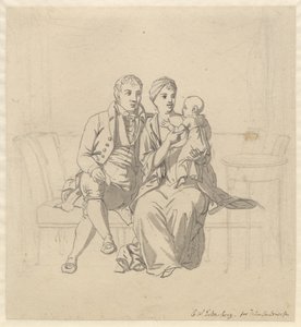 Un jeune couple assis sur un canapé, elle avec un enfant dans les bras - Christoffer Wilhelm Eckersberg