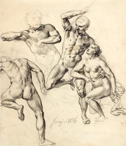Études de figures - trois hommes et une femme