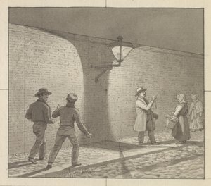 Perspective linéaire appliquée à la peinture, Tableau VIII, fig. 1 - Déambulation nocturne sous le réverbère