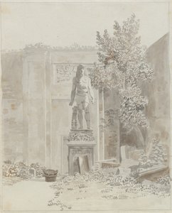 Statue antique romaine de style égyptien, probablement dans le jardin du Palazzo Barberini - Christoffer Wilhelm Eckersberg