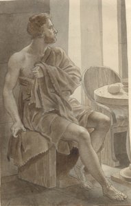Télémaque rencontre Ulysse déguisé en mendiant chez le berger Eumée - Ulysse; fragment de la composition entière. - Christoffer Wilhelm Eckersberg