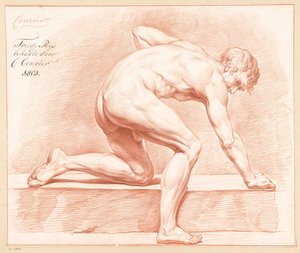 Homme nu agenouillé, vu de côté (2e prix 1801)