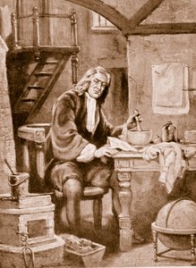 Sir Isaac Newton dans sa petite chambre - C. Dudley Tennant
