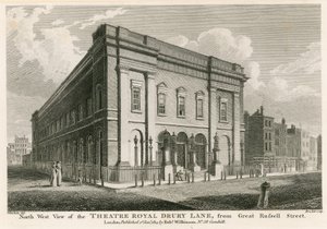 Vue ouest du Théâtre Royal, Drury Lane, Londres, depuis Great Russell Street - C. John Mayle Whichelo