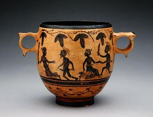 Skyphos avec scènes parodiques, vers 430-410 av. J.-C. - Cabirian