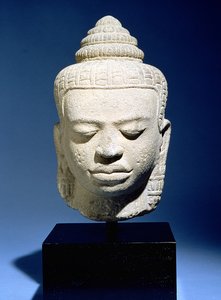 Tête de Bouddha, Khmer, Cambodge, vers 12ème-13ème siècle