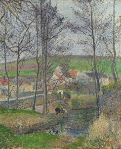 Les rives de la Viosne à Osny par temps gris, hiver