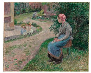 Un serviteur assis dans le jardin à Éragny, 1884