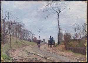 Carrosse sur une route de campagne, hiver, périphérie de Louveciennes, 1872