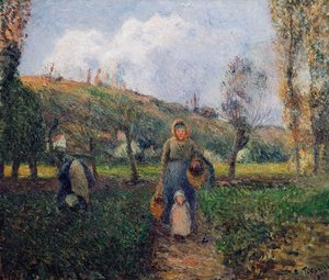 Paysanne et enfant revenant des champs, Pontoise, 1882