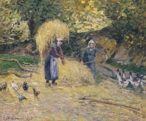 Paysans soulevant de la paille, Montfoucault, 1875 - Camille Jacob Pissarro