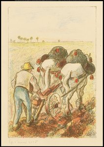 La charrue, frontispice pour "Les Temps Nouveaux", 1901 - Camille Jacob Pissarro