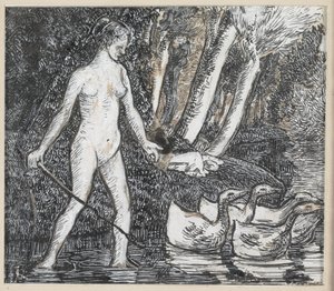 Baigneur avec des oies, 1895