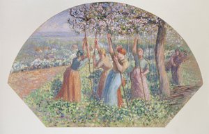 Conception pour un éventail: Les tuteurs de pois, 1890