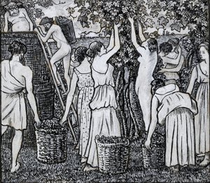 Vendange, étude de composition pour une illustration de 