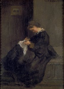Mme Pissarro cousant - Camille Pissarro