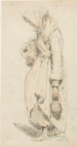 Paysanne (recto) ; garçon avec une canne à pêche (verso)