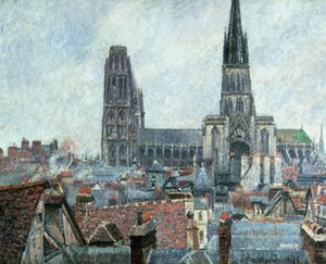Toits du vieux Rouen : Temps gris (Cathédrale) - Camille Pissarro