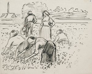 Étude de cinq paysans travaillant dans un champ, 1887
